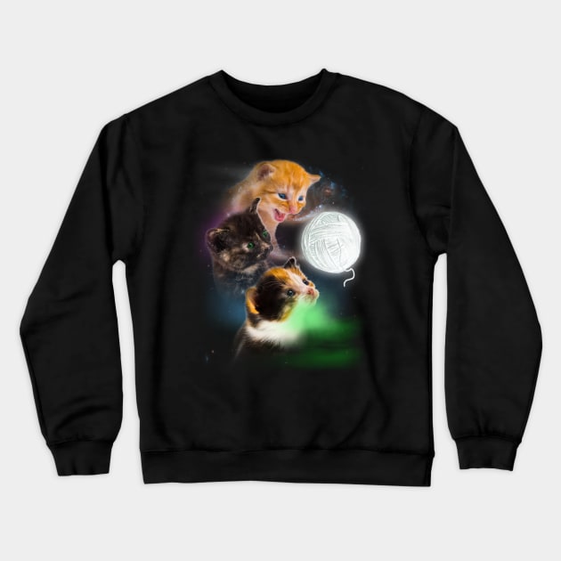 Three Kittens and the Ball of Yarn Crewneck Sweatshirt by Xeire